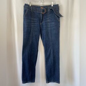 Pilcro by Anthropologie Straight Leg Ankle Length Belted Dark Denim Jeans 30